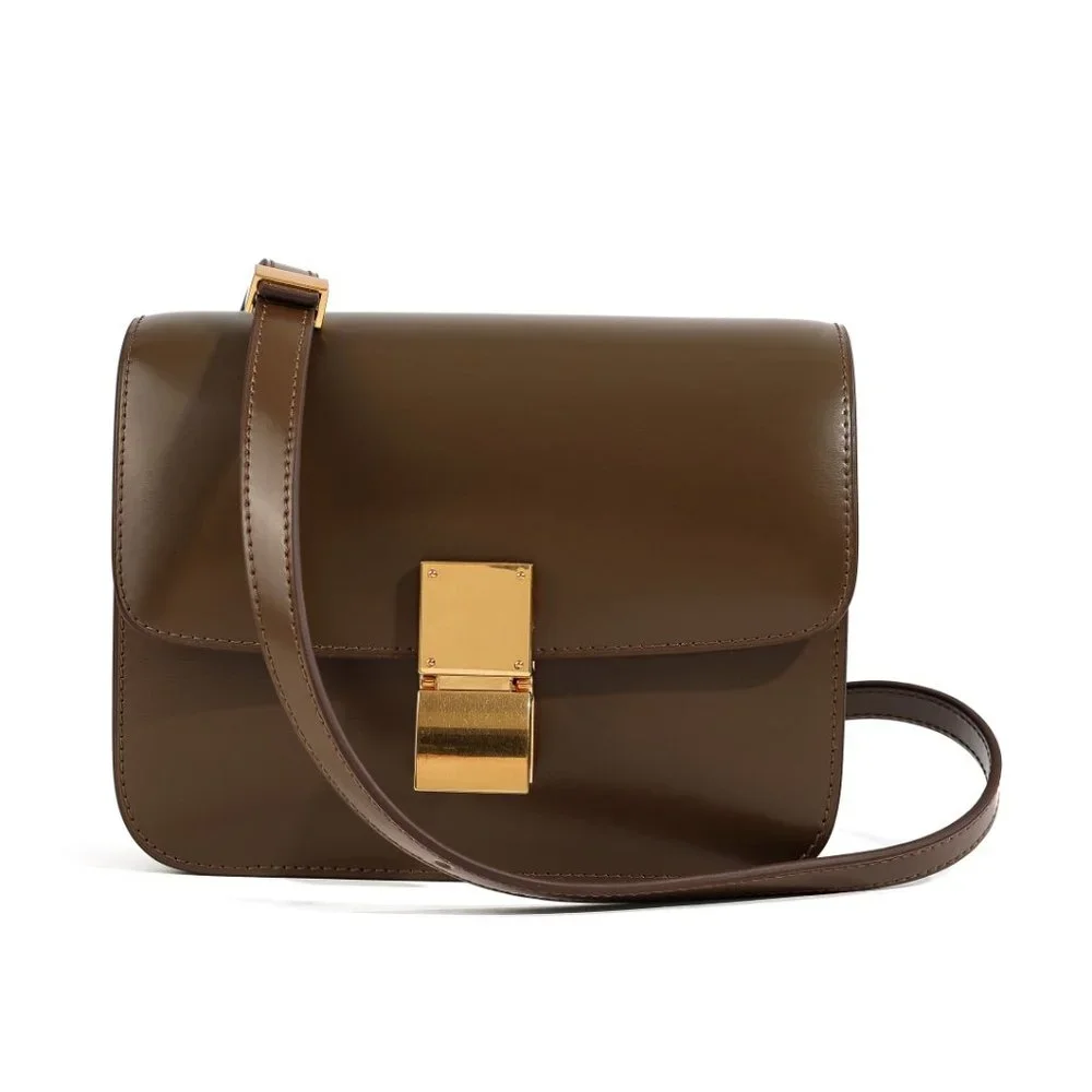 Italian Calfskin Leather Bag, Designer Bag, Italian Leather Box Bag - Picture 3 of 9